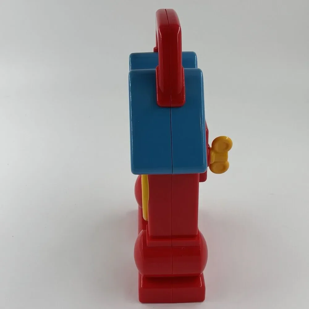 Vintage Fisher Price 1994 Wind-Up Music Teaching Clock Toy Red Blue Works